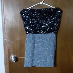 Black and gray mini dress